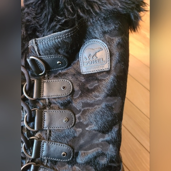 Sorel Joan Of Arctic Reserve Swarovski Black Cowhide SZ 10 - Picture 3 of 8